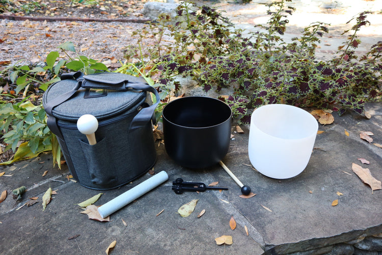 432 Hz Gravity Bowl, 3rd Eye Bowl, and 528 Hz Solfeggio Tuning Fork Bundle - Solar Plexus and 3rd Eye Chakra Bowls, Mallet, O-Ring, Case