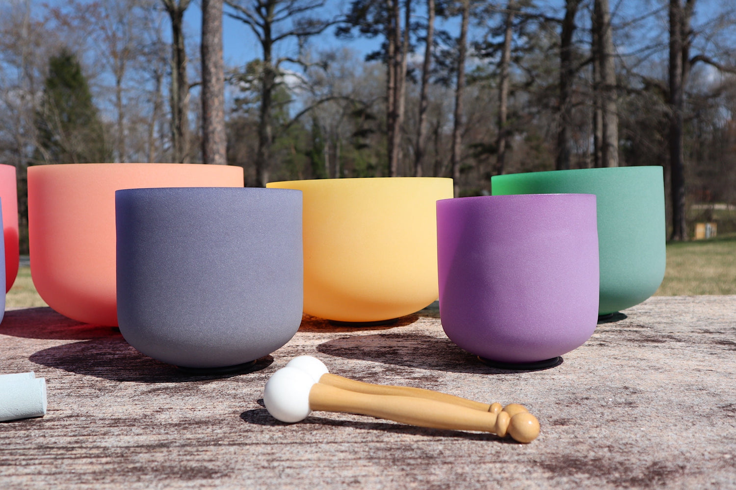 Myriad Melodies' Perfect Pitch (5 Cents) 432 Hz 6-12 Luminous Chakra Bowl Set - 10 Chakra Tuning Forks - 10 Crystal Attenuators - Cases