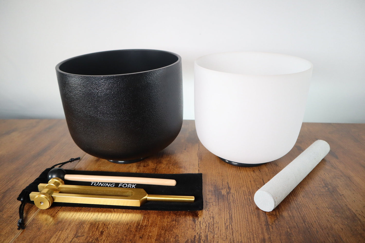 528 Hz Gravity Bowl and 432 Hz Chakra Printed Bowl - Tuning Fork - 8” Bowl, 7” Bowl, Purple Padded Carry Case, Suede Striker, and O-ring