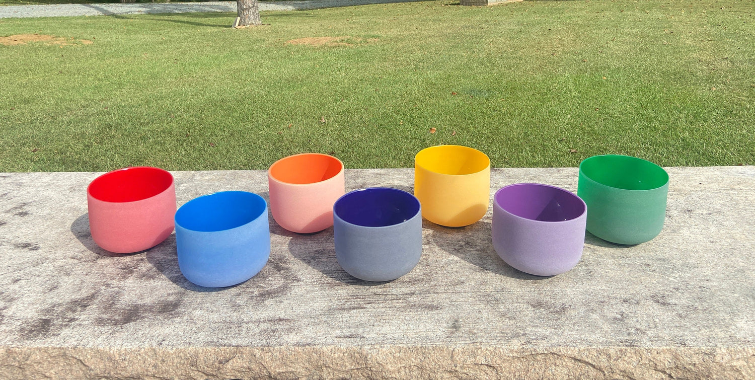 Luminous Chakra 8" Bowl - 432 Hz 99.99% Quartz Crystal Singing Bowl - 5 Cents Perfect Pitch, O-ring, Mallet