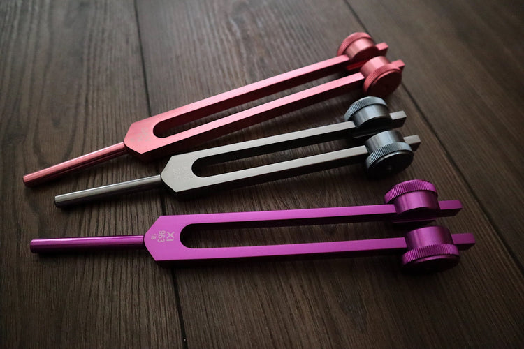 Myriad Melodies' Professionally Tuned .25 Secret Solfeggio - Classic 9pc Set - Chakra Printed Engrams, Attenuator Extenders, Weighted Boots