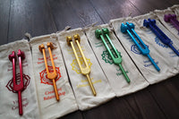 Myriad Melodies' Professionally Tuned .25 - 8pc Chakra Premium Tuning Fork Set - Chakra Engrams, Crystal Attenuator Extender, Biofield