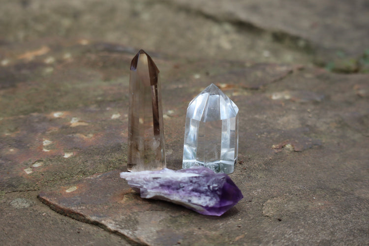 Clear Quartz, Smokey Quartz, Amethyst - Vibration Crystals, Gemstone Points, Crystal Vibration
