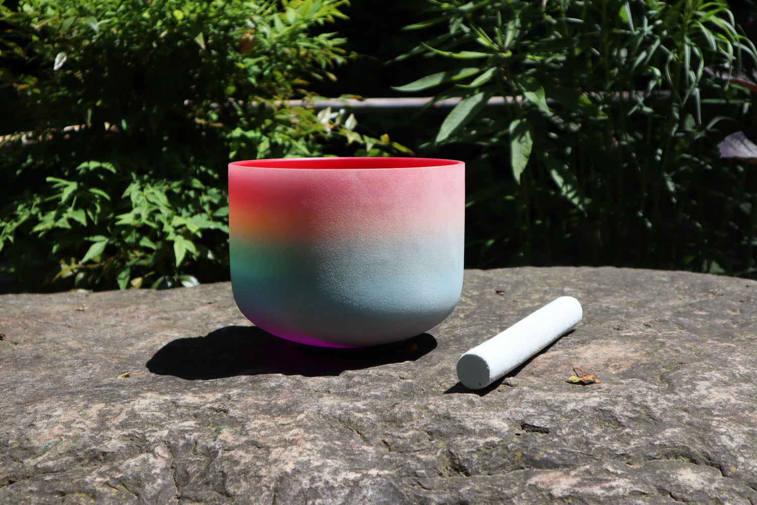432hz Rainbow - 8” Crystal Singing Bowl And 528 Hz Solfeggio Tuning Fork - 99% Quartz Crystal, Suede Striker, With Padded Carry Case
