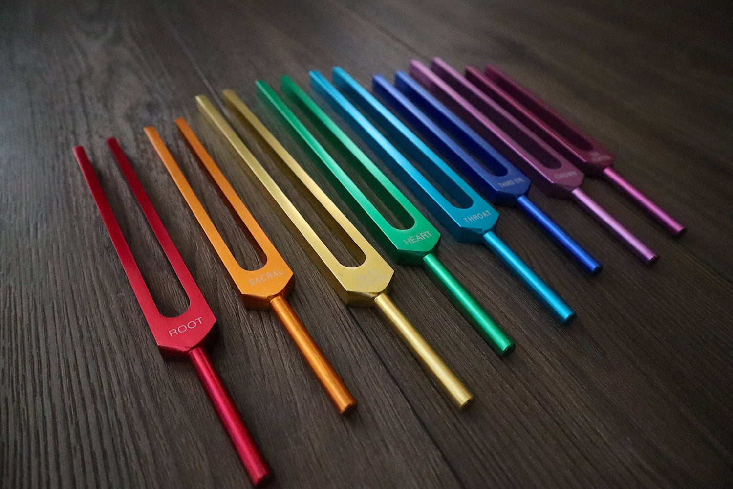 Myriad Melodies' 8pc Unweighted Chakra Tuning Fork Set For Working With The Bio-Field - Drawstring Pouches and Strikers, Sound Vibration