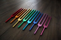 Myriad Melodies' 8pc Unweighted Chakra Tuning Fork Set For Working With The Bio-Field - Drawstring Pouches and Strikers, Sound Vibration