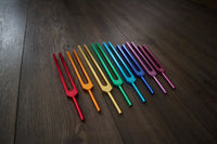 Myriad Melodies' 8pc Unweighted Chakra Tuning Fork Set For Working With The Bio-Field - Drawstring Pouches and Strikers, Sound Vibration