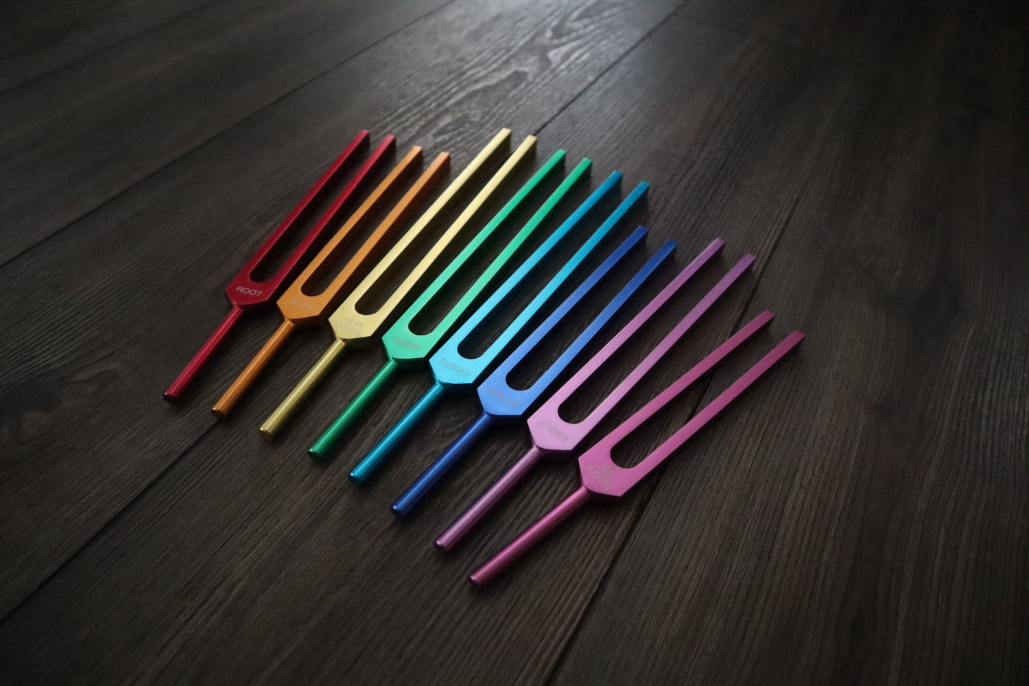 Myriad Melodies' 8pc Unweighted Chakra Tuning Fork Set For Working With The Bio-Field - Drawstring Pouches and Strikers, Sound Vibration