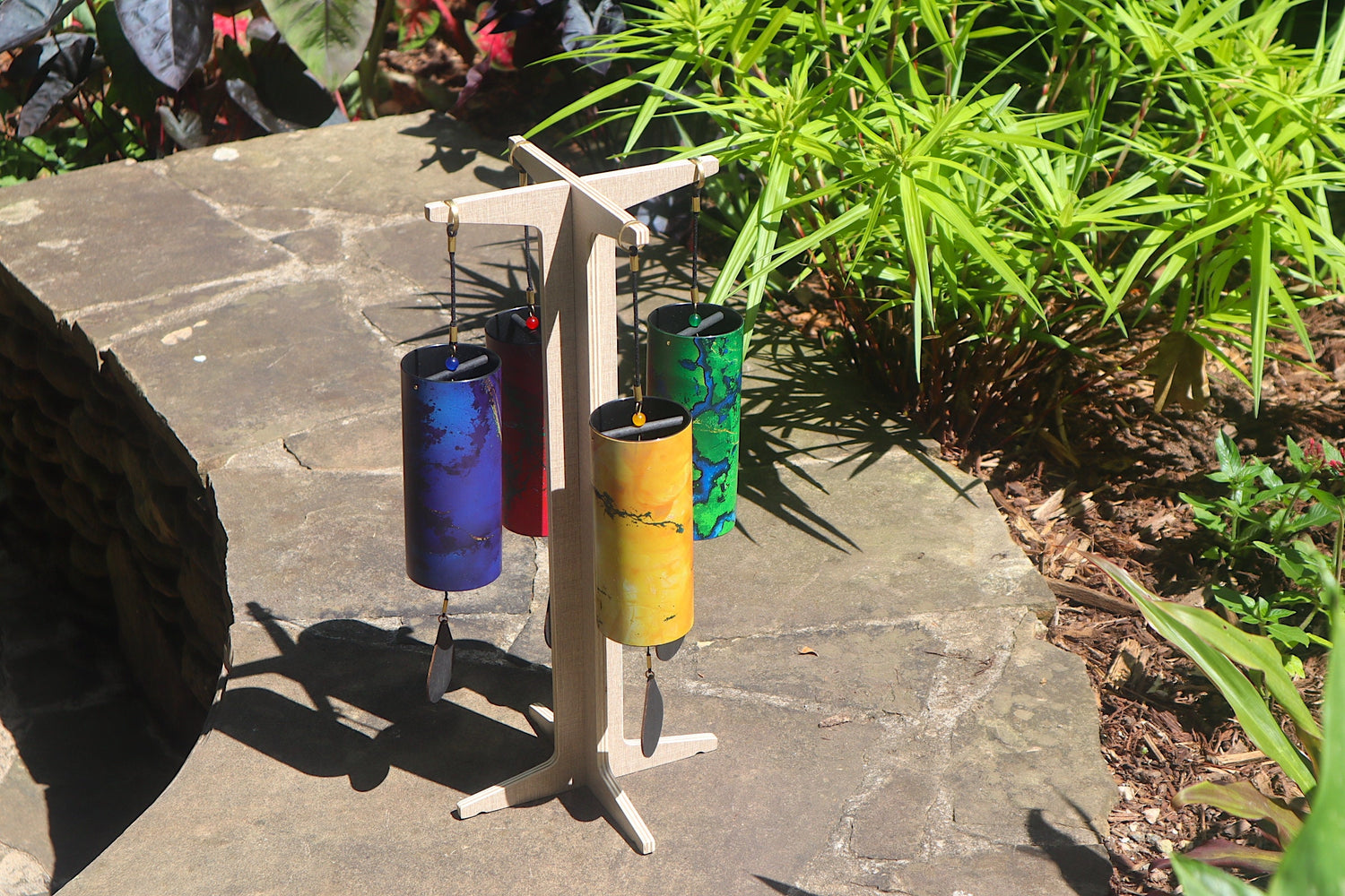 Melody Chimes 4pc Color Set - Played By The Wind All Elements Included Earth, Air, Water, Fire - Windbell, Sound Vibration