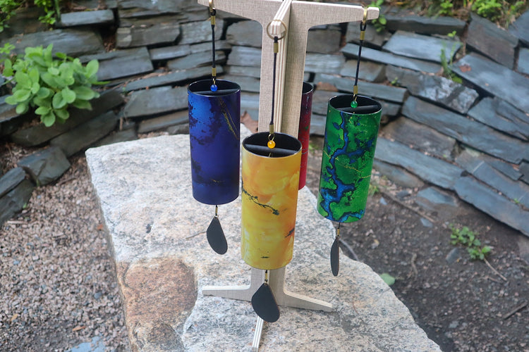 Melody Chimes 4pc Color Set - Played By The Wind All Elements Included Earth, Air, Water, Fire - Windbell, Sound Vibration