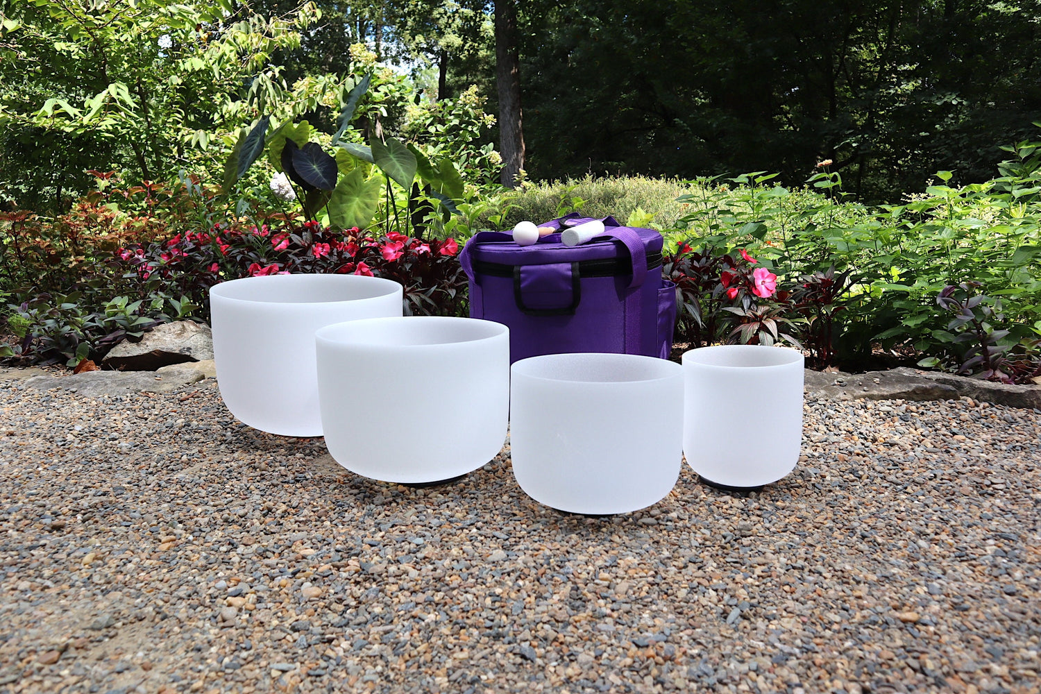 Myriad Melodies' Frosted White Partial Set Perfect Pitch (5 Cents) 432 Hz - 3pc or 4pc - 1 Case, 1 Mallet, 1 Suede Striker,