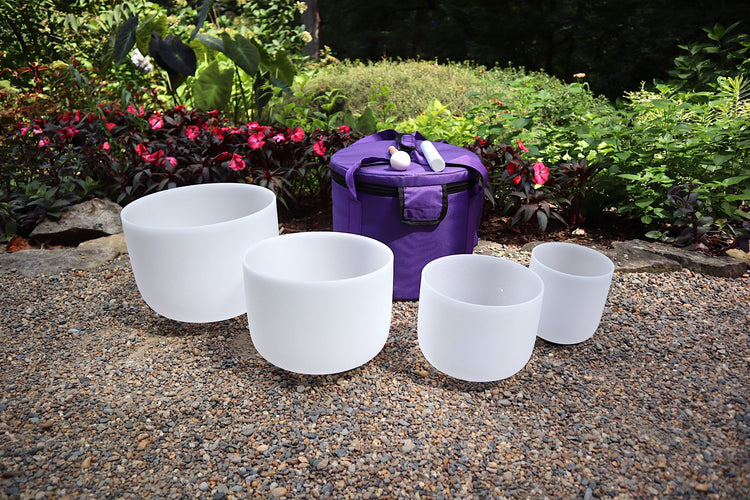 Myriad Melodies' Frosted White Partial Set Perfect Pitch (5 Cents) 432 Hz - 3pc or 4pc - 1 Case, 1 Mallet, 1 Suede Striker,