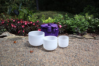 Myriad Melodies' Frosted White Partial Set Perfect Pitch (5 Cents) 432 Hz - 3pc or 4pc - 1 Case, 1 Mallet, 1 Suede Striker,