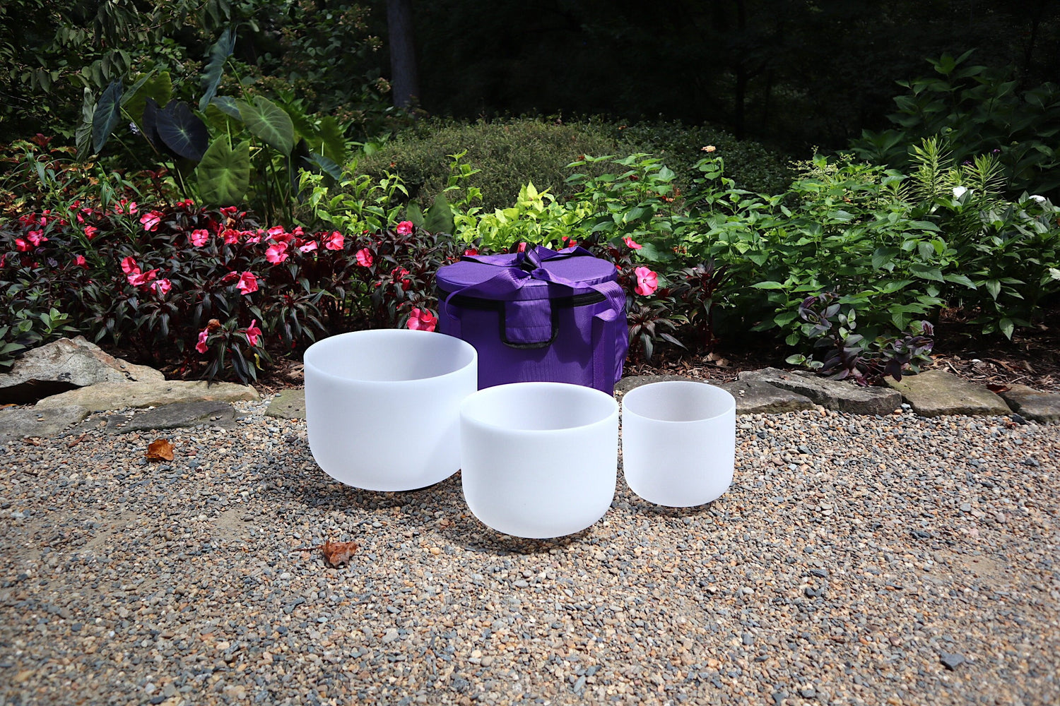 Myriad Melodies' Frosted White Partial Set Perfect Pitch (5 Cents) 432 Hz - 3pc or 4pc - 1 Case, 1 Mallet, 1 Suede Striker,