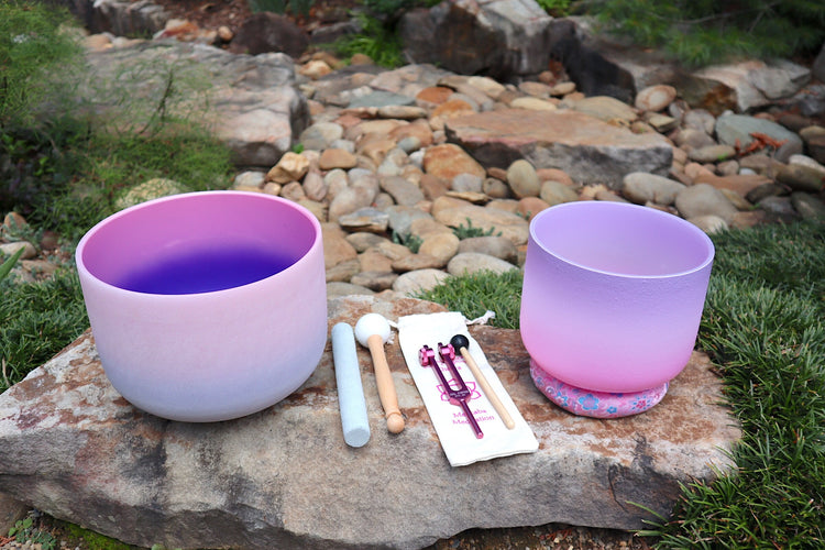 Heart Chakra and Crown Chakra Bundle - 432Hz F-Note and B-Note, Merkaba Soul Purpose Tuning Fork, Carry Bag, Sound Vibration, Gift For Her