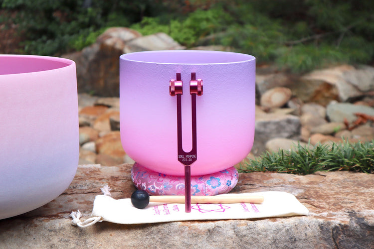 Heart Chakra and Crown Chakra Bundle - 432Hz F-Note and B-Note, Merkaba Soul Purpose Tuning Fork, Carry Bag, Sound Vibration, Gift For Her