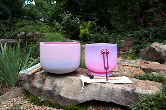 Heart Chakra and Crown Chakra Bundle - 432Hz F-Note and B-Note, Merkaba Soul Purpose Tuning Fork, Carry Bag, Sound Vibration, Gift For Her