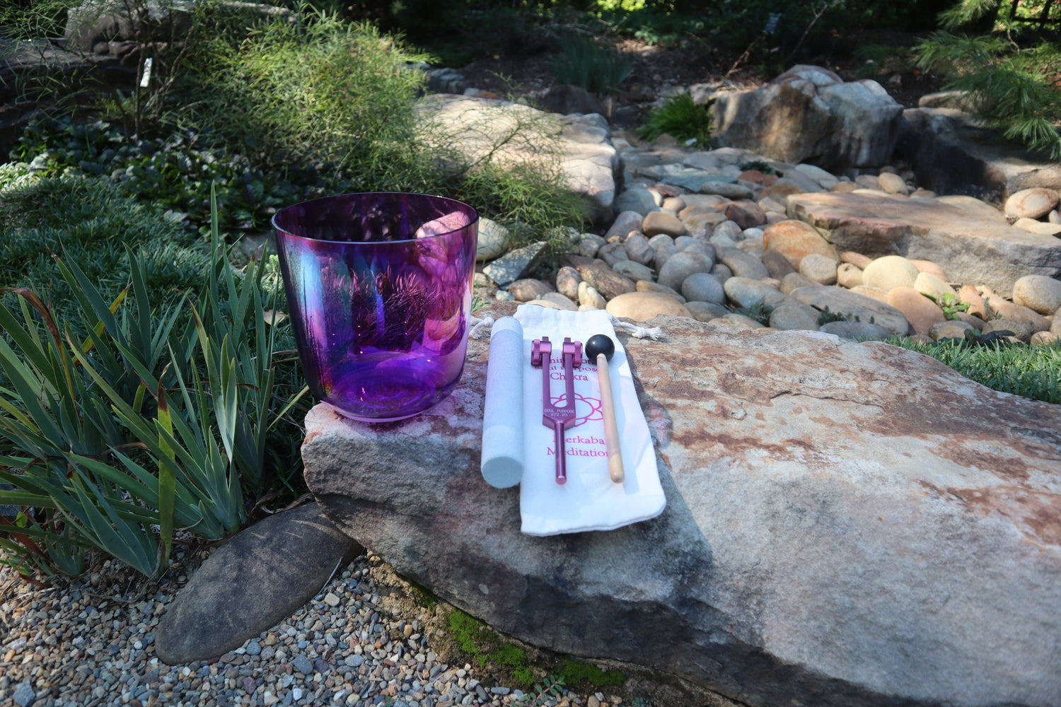 Soul Star - Premium Clear 5.5" Crystal Singing Bowl and Tuning Fork , 432 Hz A# w/ Bag Bundle, 99% Quartz Crystal Bowl, Mallet, Carry Case