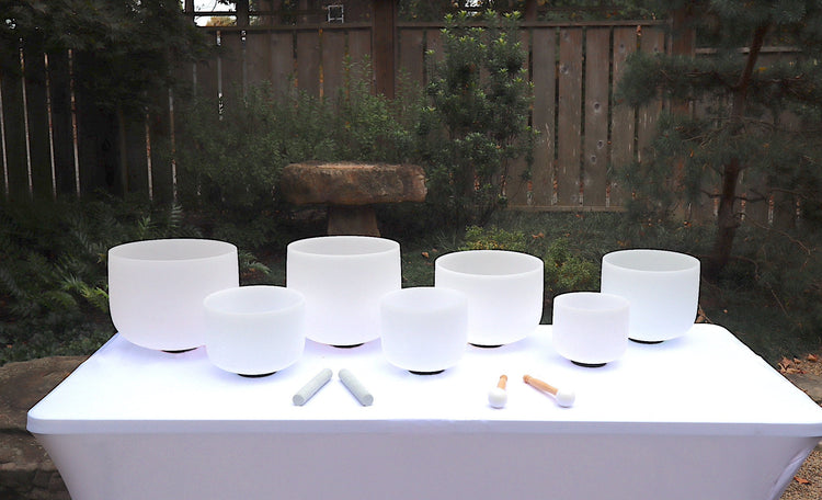 Myriad Melodies' Perfect Pitch 432 Hz Lotus Mandala Singing Bowl Set - 2 Cases 2 Mallets 2 White Suede Strikers