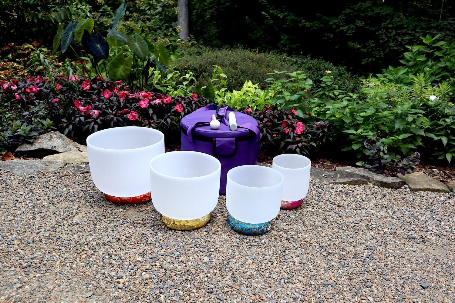 Myriad Melodies' Chakra Printed Partial Set Perfect Pitch (5 Cents) 432 Hz - 3pc or 4pc - Printed Engrams, 1 Case, Mallet, Suede Striker