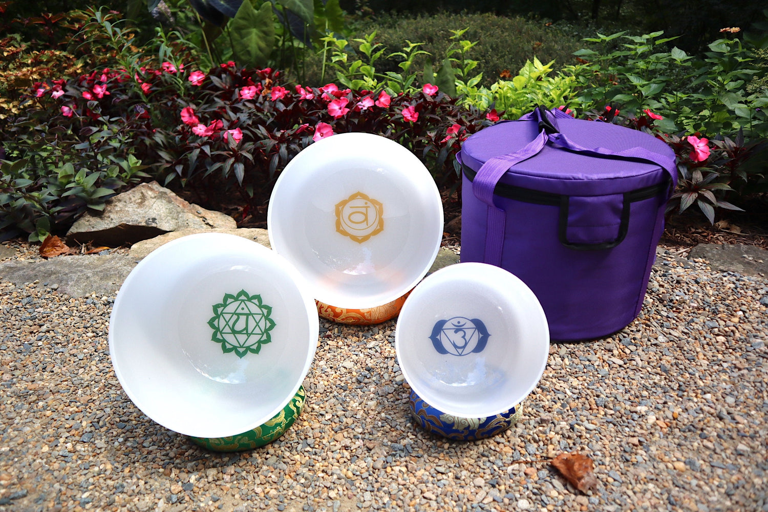 Myriad Melodies' Chakra Printed Partial Set Perfect Pitch (5 Cents) 432 Hz - 3pc or 4pc - Printed Engrams, 1 Case, Mallet, Suede Striker