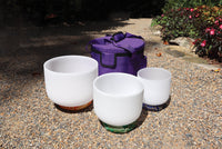Myriad Melodies' Frosted White Partial Set Perfect Pitch (5 Cents) 432 Hz - 3pc or 4pc - 1 Case, 1 Mallet, 1 Suede Striker,