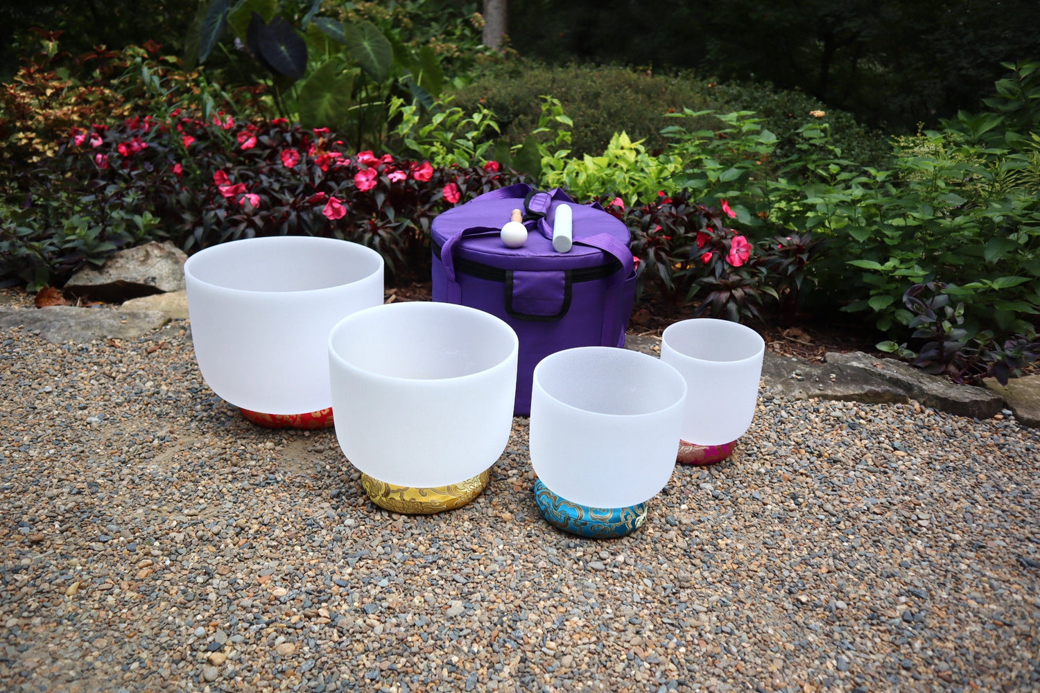 Myriad Melodies' Frosted White Partial Set Perfect Pitch (5 Cents) 432 Hz - 3pc or 4pc - 1 Case, 1 Mallet, 1 Suede Striker,