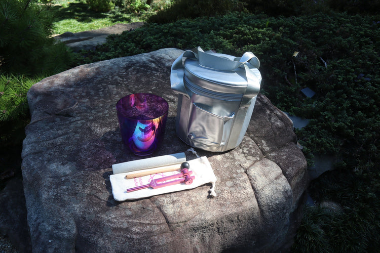 Soul Star - Premium Clear 5.5" Crystal Singing Bowl and Tuning Fork , 432 Hz A# w/ Bag Bundle, 99% Quartz Crystal Bowl, Mallet, Carry Case