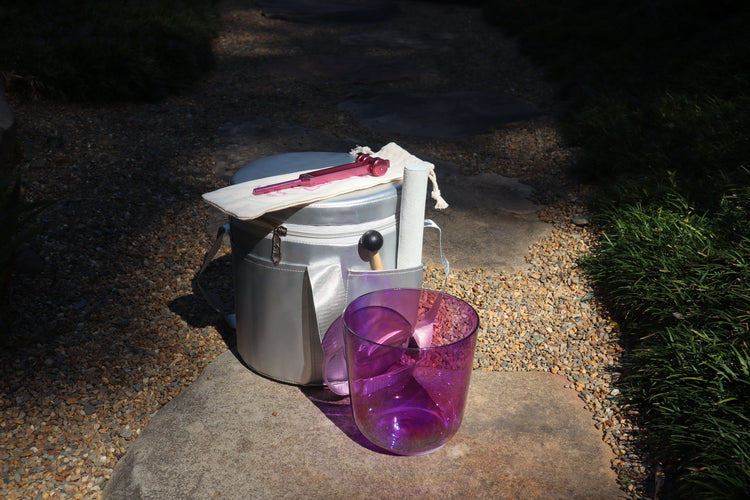 Soul Star - Premium Clear 5.5" Crystal Singing Bowl and Tuning Fork , 432 Hz A# w/ Bag Bundle, 99% Quartz Crystal Bowl, Mallet, Carry Case