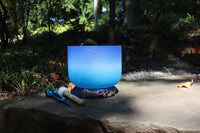 Aquarian - 432 Hz 8" Throat Chakra G Note Quartz Crystal Sining Bowl, 528 Hz Weighted Tuning. Fork, Mallet, O-Ring, Carry Case
