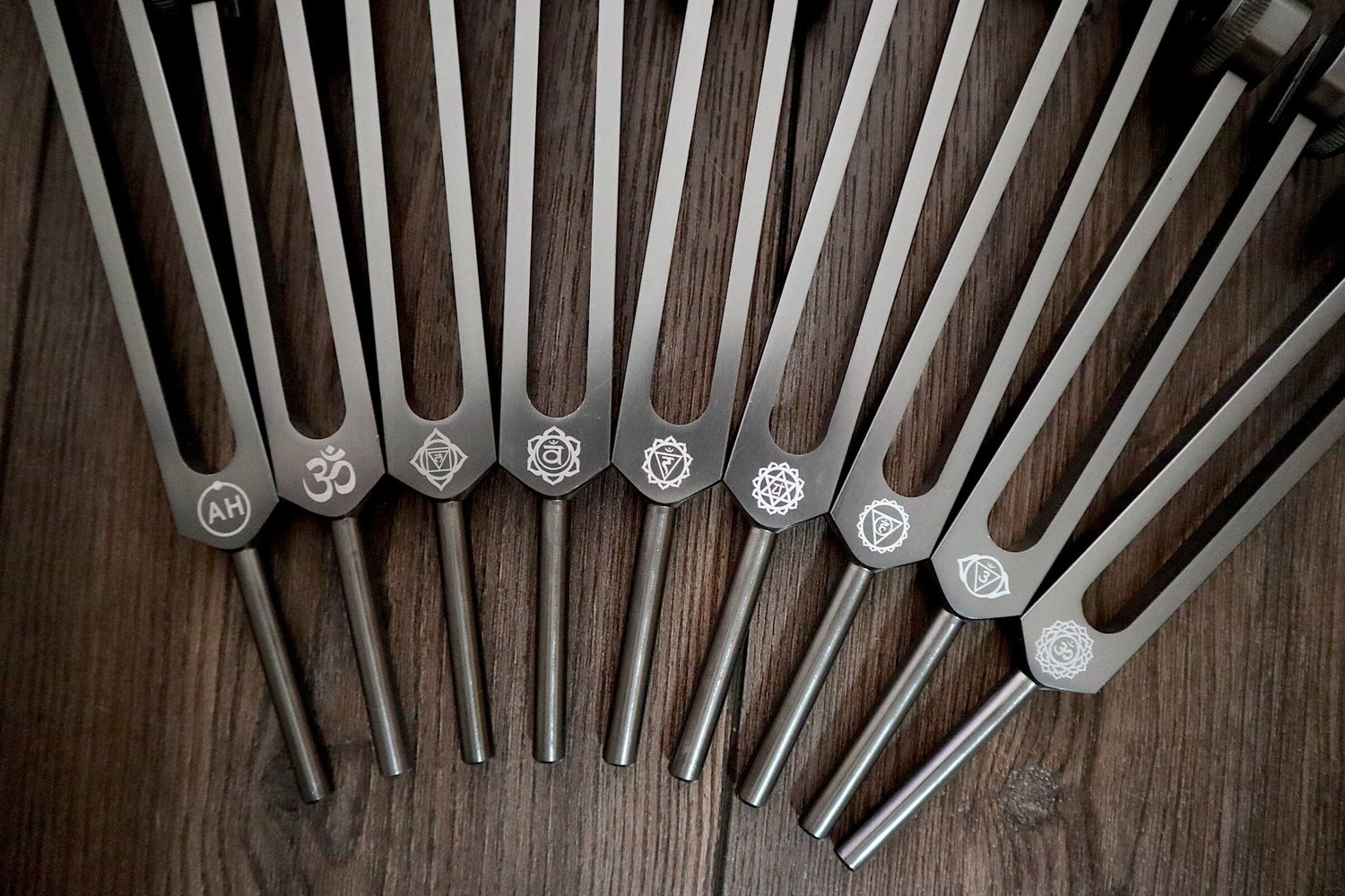 Myriad Melodies' Professionally Tuned .25 9pc Secret Solfeggio Set - Classic 9pc Set - Chakra Printed Engrams, Bio-field,