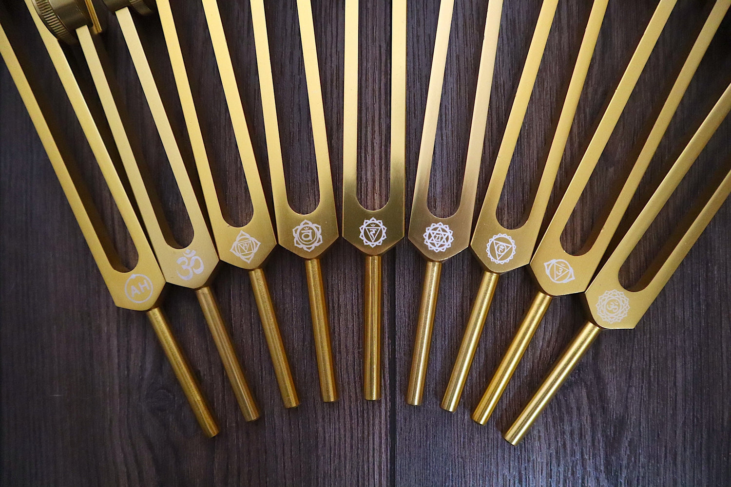 Myriad Melodies' Professionally Tuned .25 9pc Secret Solfeggio Set - Classic 9pc Set - Chakra Printed Engrams, Bio-field,