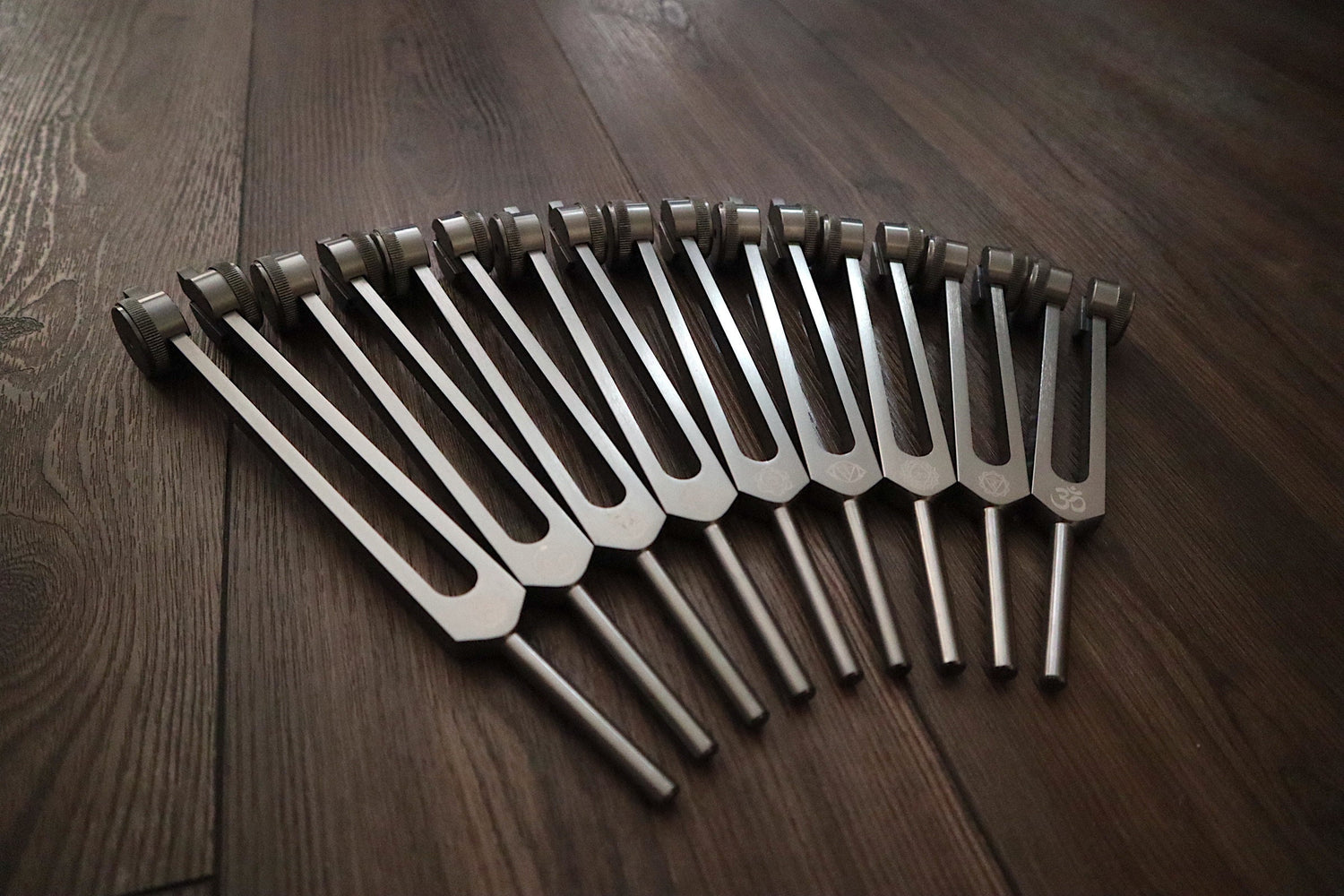 Myriad Melodies' Professionally Tuned .25 9pc Secret Solfeggio Set - Classic 9pc Set - Chakra Printed Engrams, Bio-field,