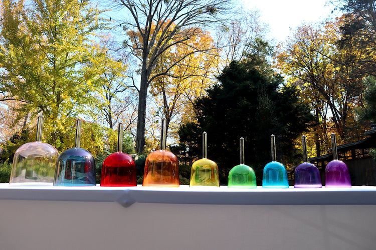 Solfeggio Pearls Chakra Color Handle Bowls - Perfect Pitch Pure Quartz Crystal, Bio-field, Sound Vibration