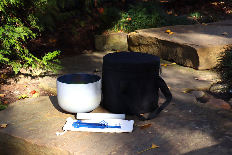 528 Hz Root Chakra Rainbow Bowl - 8” Crystal Singing Bowl - 174 Hz Solfeggio Tuning Fork - 99% Quartz Crystal, Striker, Padded Carry Case