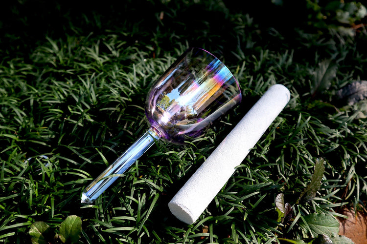 Solfeggio Pearls - 741 Hz and 963 Hz Solfeggio Perfect Pitch Handle Bowls - Suede Striker, Crystal Striker, Carry Case - Bio-field