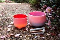 528 Hz 8" Horizon and 432 Hz 10" Pink Aura Bowl - 174Hz Solfeggio Tuning Fork - Mallet, Striker, Carry Case, Sound Vibration, Gift For Her