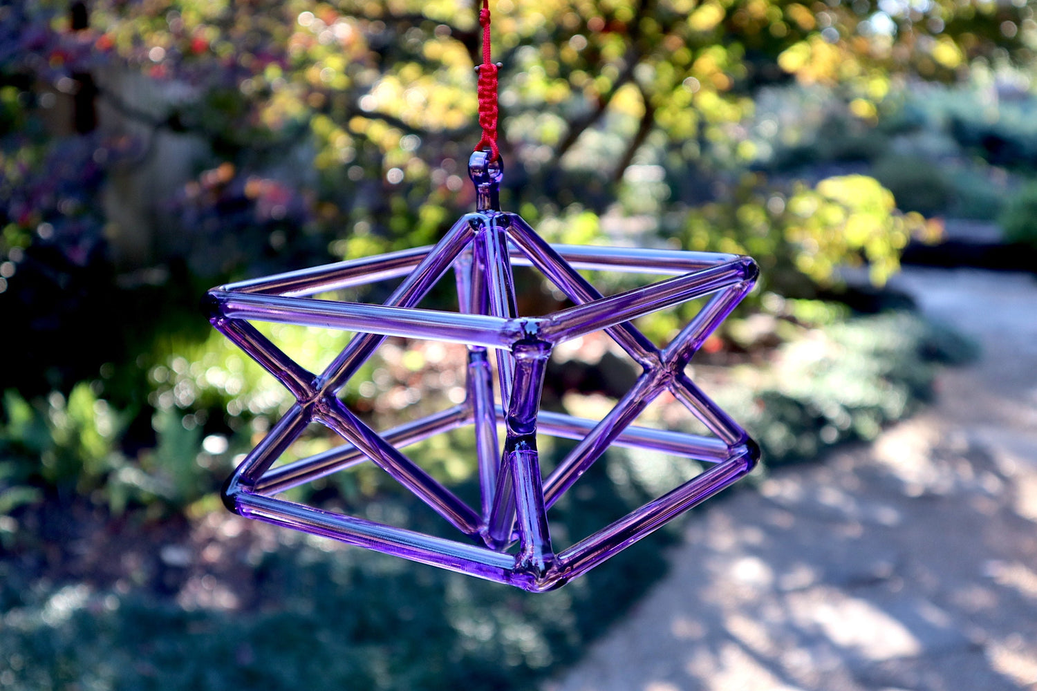 8" Purple Quartz Crystal Singing Merkaba Sound Vibration Musical Instrument With Crystal Striker And Padded Carry Case