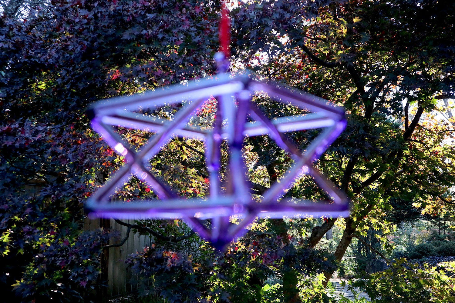 8" Purple Quartz Crystal Singing Merkaba Sound Vibration Musical Instrument With Crystal Striker And Padded Carry Case