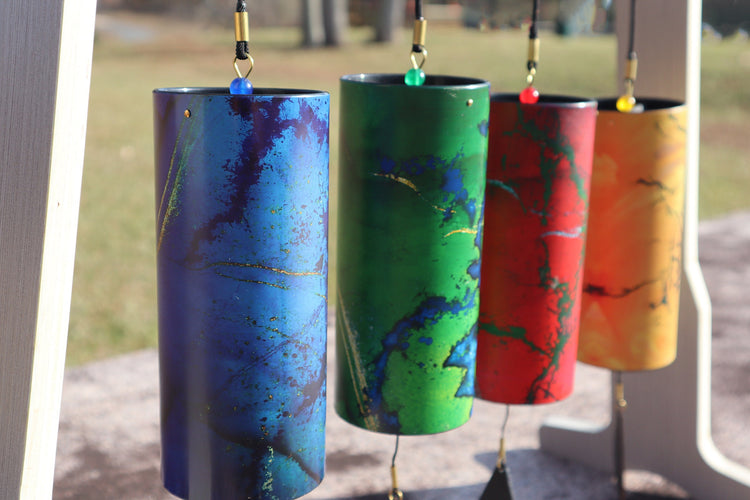 Melody Chimes 4pc Color Set - Played By The Wind All Elements Included Earth, Air, Water, Fire - Windbell, Sound Vibration
