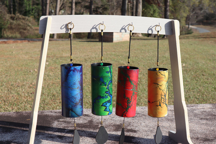 Melody Chimes 4pc Color Set - Played By The Wind All Elements Included Earth, Air, Water, Fire - Windbell, Sound Vibration