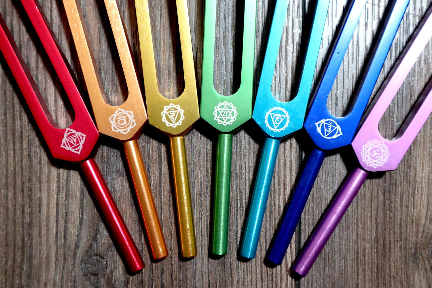 Mantra Tuning Forks - Professionally Tuned .25 - 7pc Chakra Set for Practicing Mantra, Chakra Balancing and Alignment, Sound Vibration