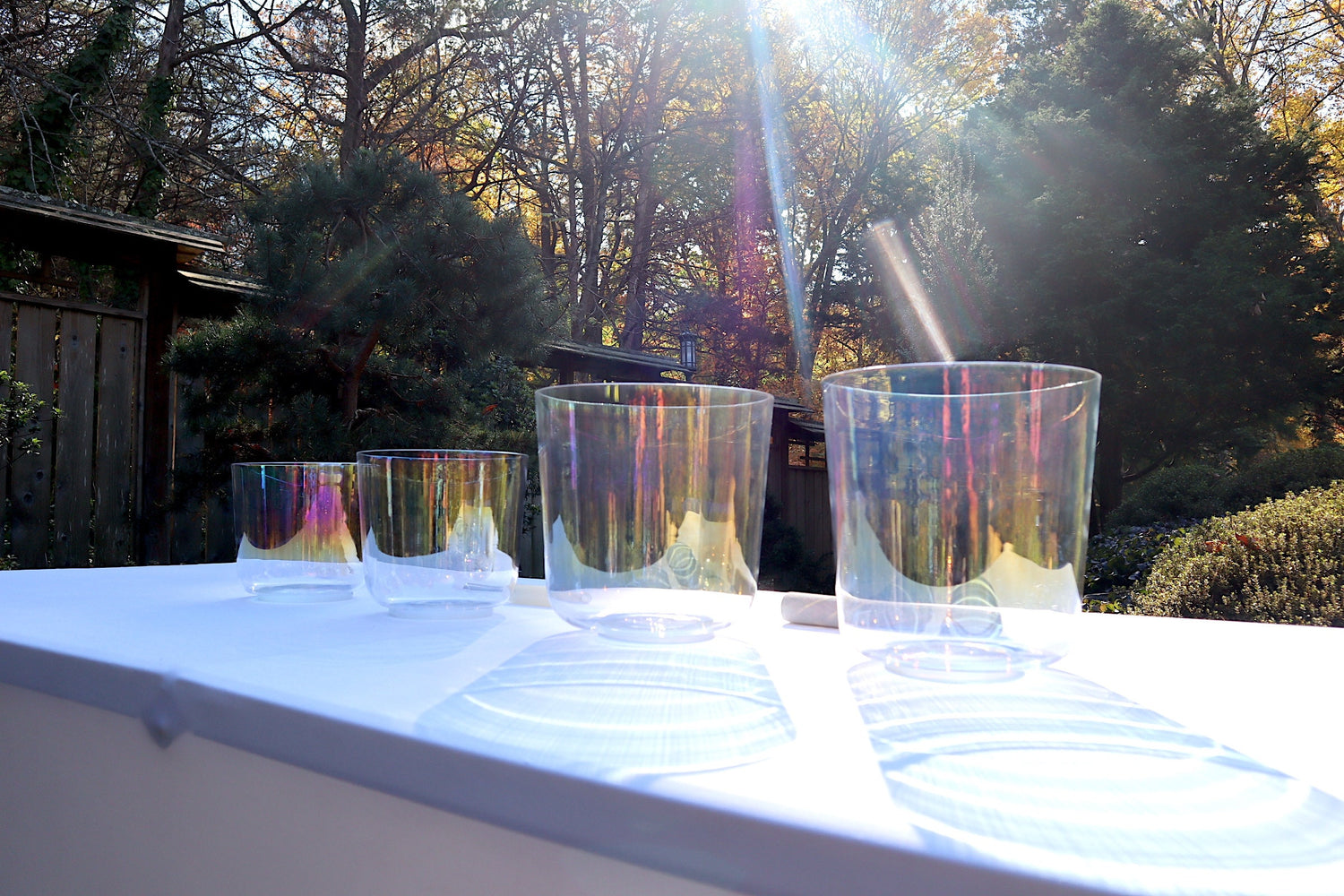 Myriad Melodies' 3pc or 4pc Partial Set Clear Cosmic Light Singing Bowl Set - 432hz Perfect Pitch, Mixed Octaves, Cases, Suede Strikers