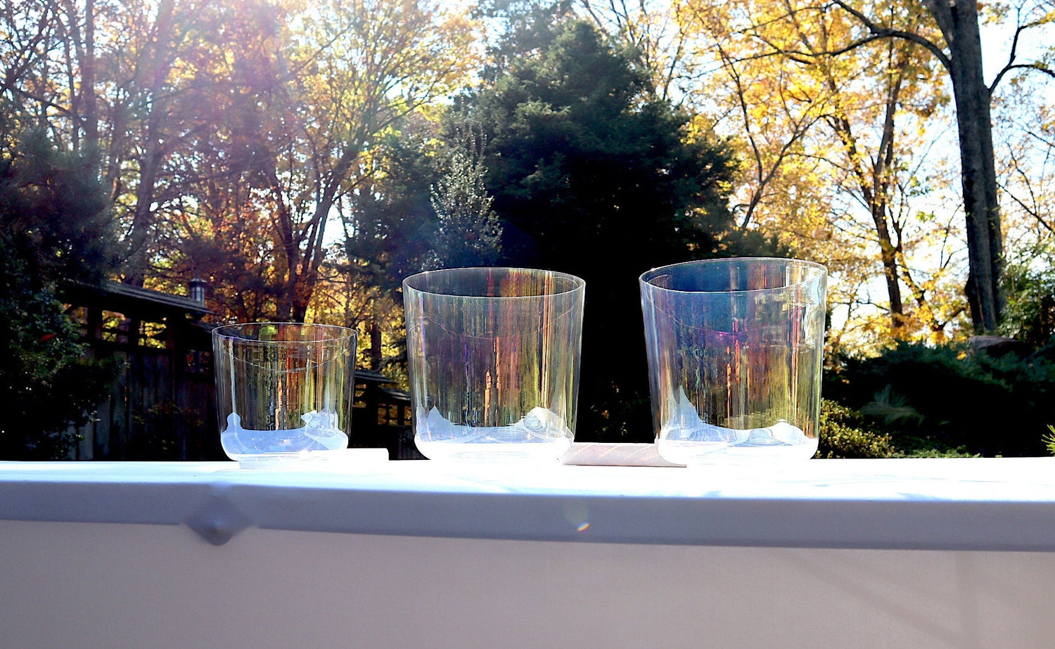 Myriad Melodies' 3pc or 4pc Partial Set Clear Cosmic Light Singing Bowl Set - 432hz Perfect Pitch, Mixed Octaves, Cases, Suede Strikers