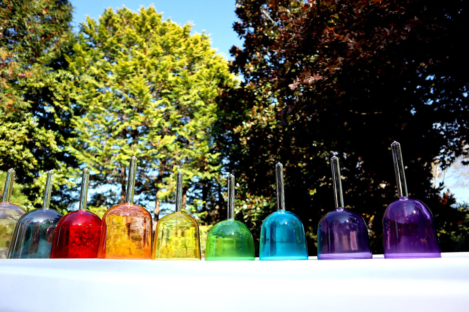 Solfeggio Pearls Chakra Color Handle Bowls - Perfect Pitch Pure Quartz Crystal, Bio-field, Sound Vibration