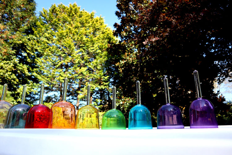 Solfeggio Pearls Chakra Color Handle Bowls - Perfect Pitch Pure Quartz Crystal, Bio-field, Sound Vibration