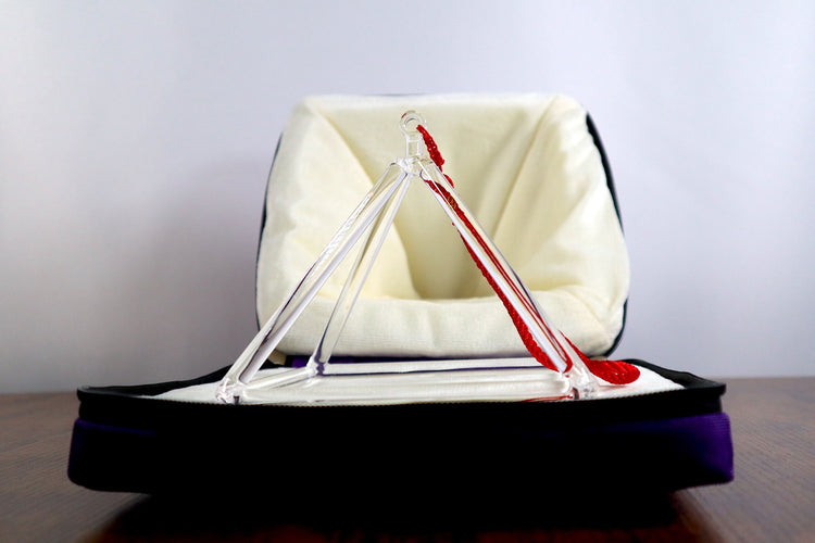 6” Clear Quartz Crystal Singing Pyramid Sound Vibration Musical Instrument With Crystal Striker And Padded Carry Case