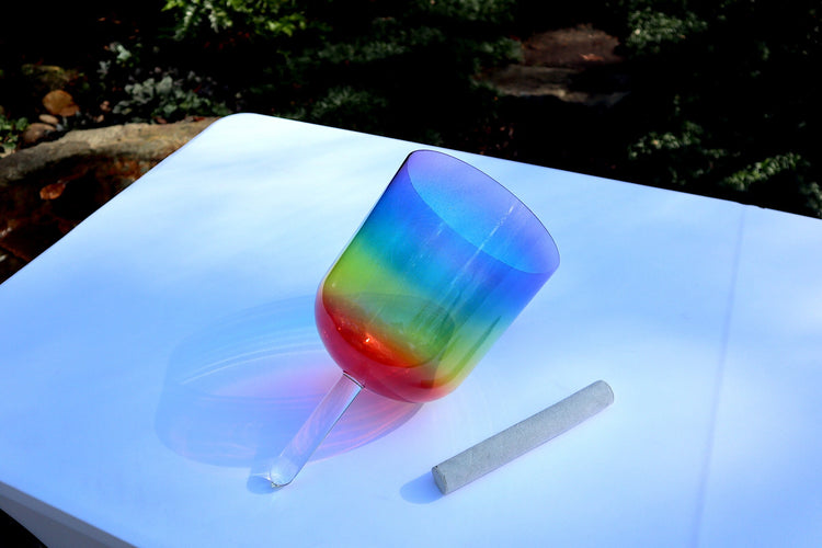 432hz 8" Rainbow Color Handle Bowl - Perfect Pitch - Premium Singing Bowl for Sound Vibration, Notes CDEFGABC#, Carry Case, Bio-field