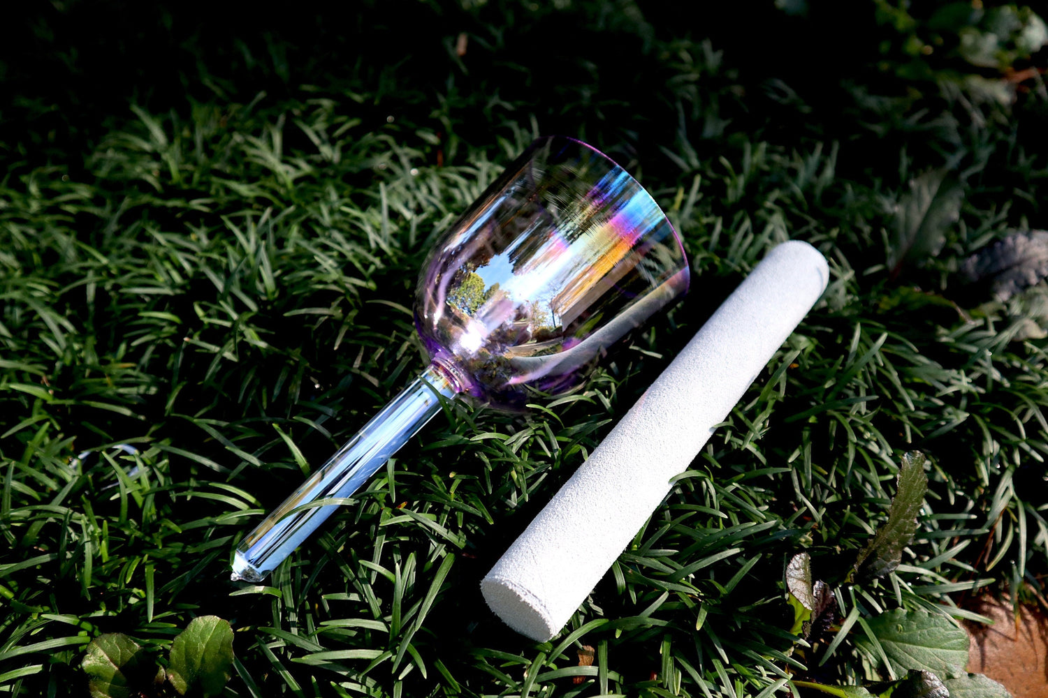 Myriad Melodies' Solfeggio Pearls - 9pc Iridescent Light Crystal Handle Bowl Set and 10pc Tuning Fork Set - Perfect Pitch, Bio-field