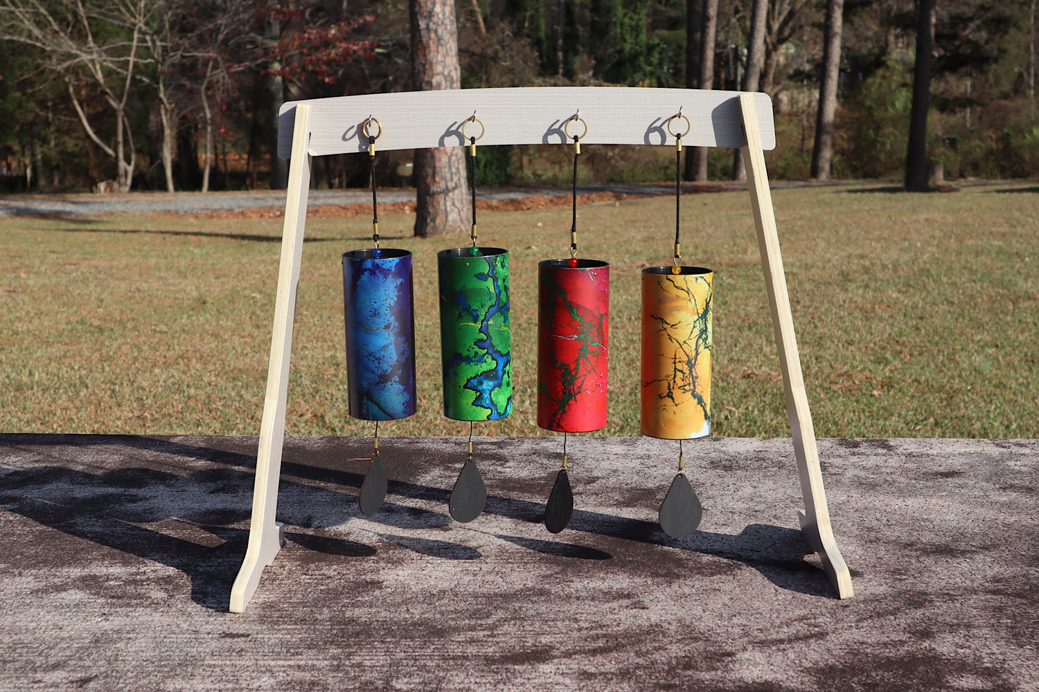 Melody Chimes 4pc Color Set - Played By The Wind All Elements Included Earth, Air, Water, Fire - Windbell, Sound Vibration
